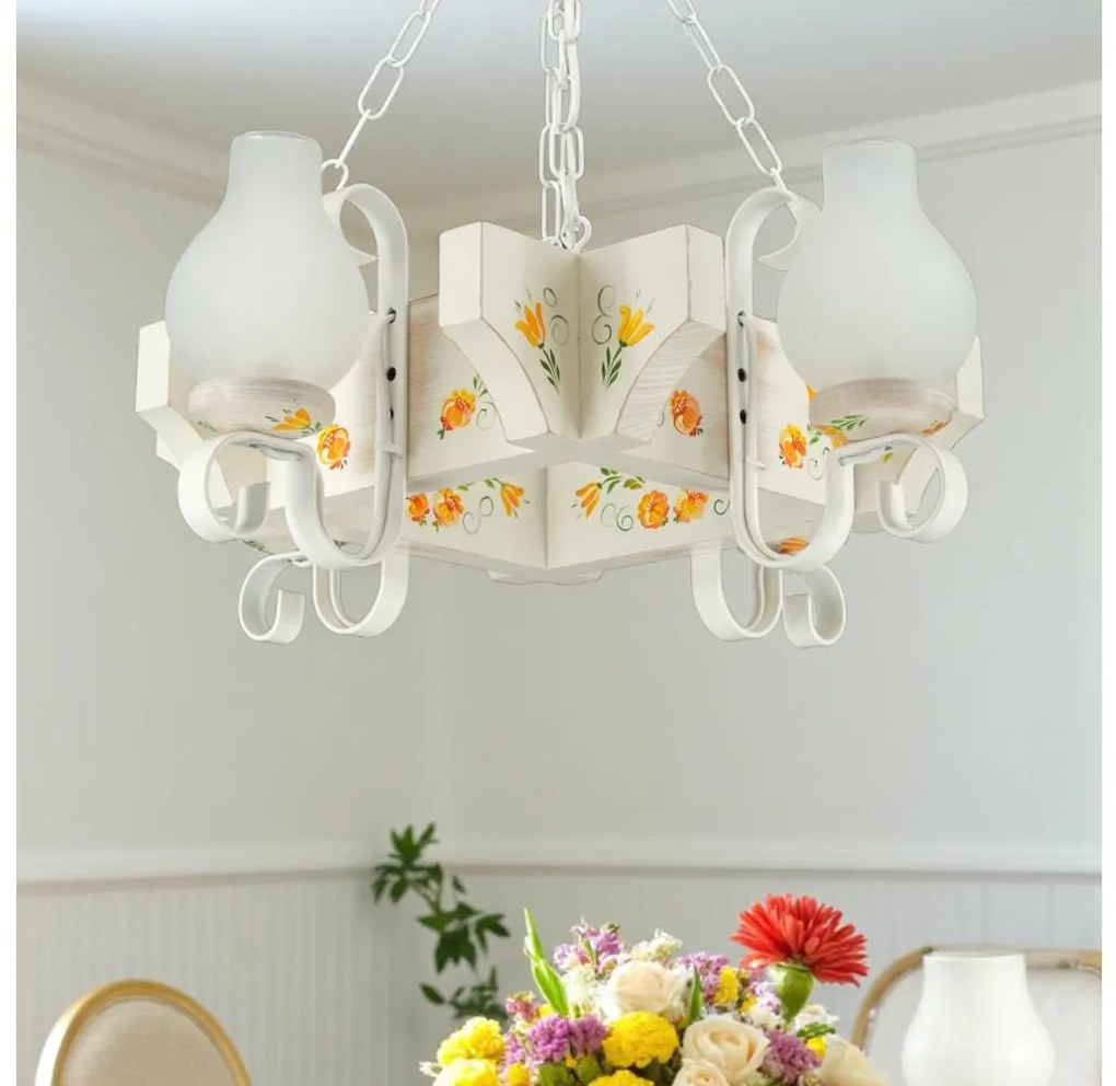 Brilagi - Candelabru cu lanț QUEEN 4xE14/40W/230V fag/crem