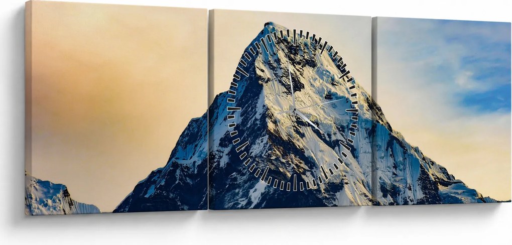 Tablou cu munții înzăpeziți, Nepal (cu ceas) (90x30 cm)