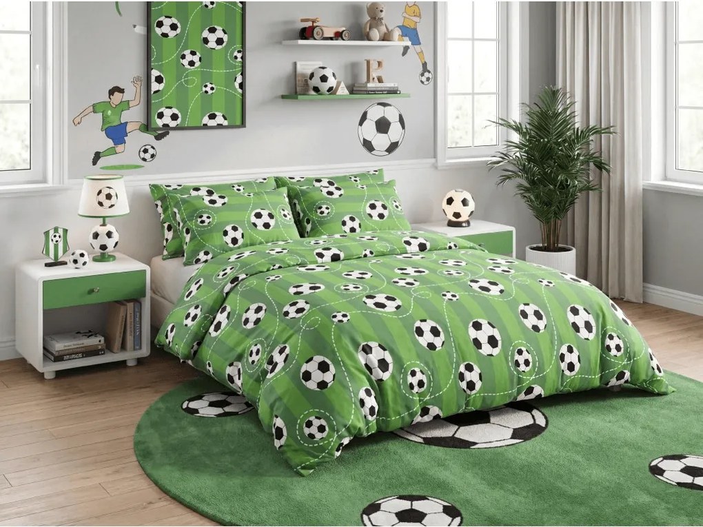 Lenjerie de pat policoton FOOTBALL TIME POLY verde Dimensiune lenjerie de pat: 70 x 90 cm | 140 x 220 cm