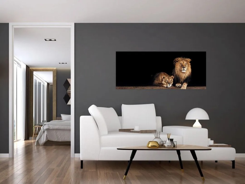 Tablou - Leu și leoaică (120x50 cm)