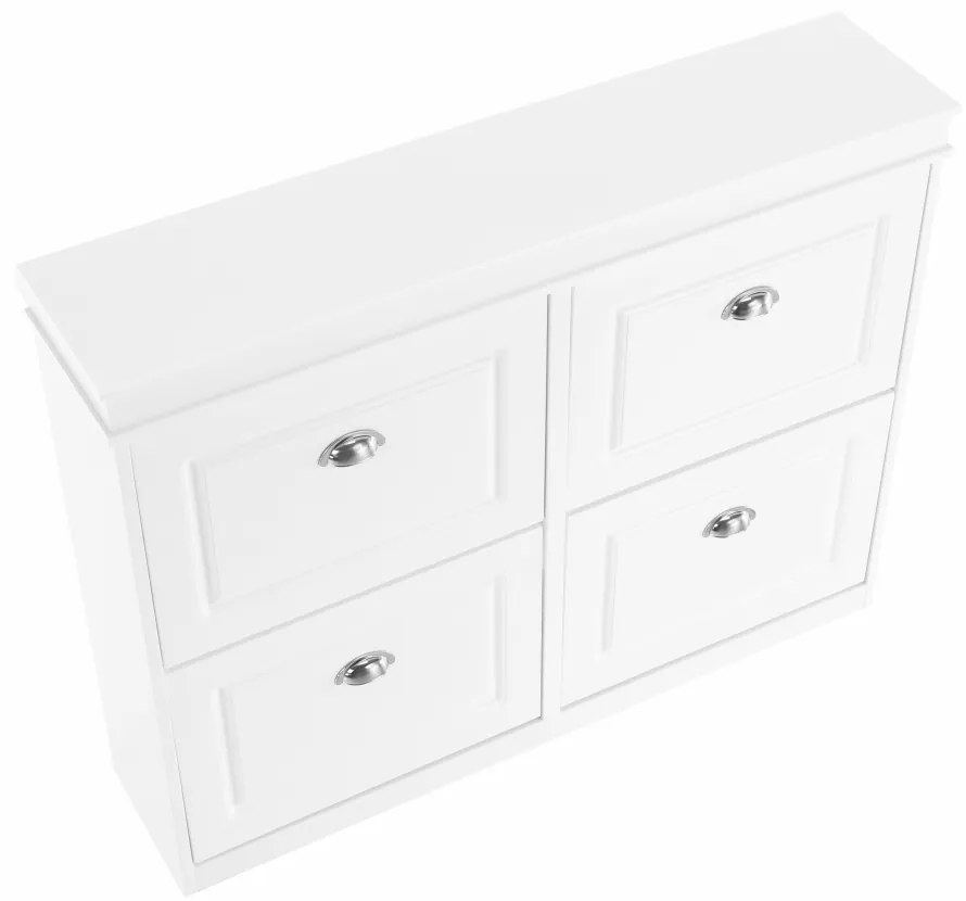 Pantofar, 4 compartimente, alb, mdf alb