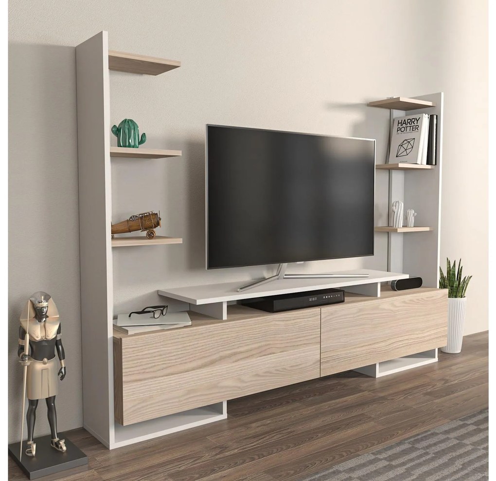 Mobilier living Avianne (alb + stejar). 1101399