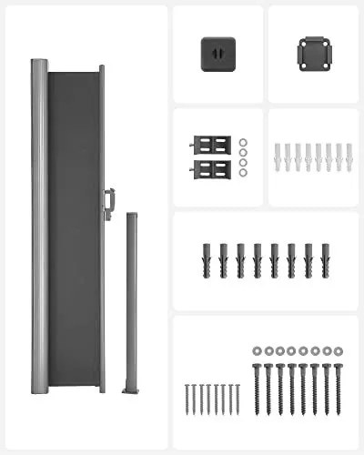 Copertina laterala, 180x400 cm, metal / poliester, antracit, Songmics