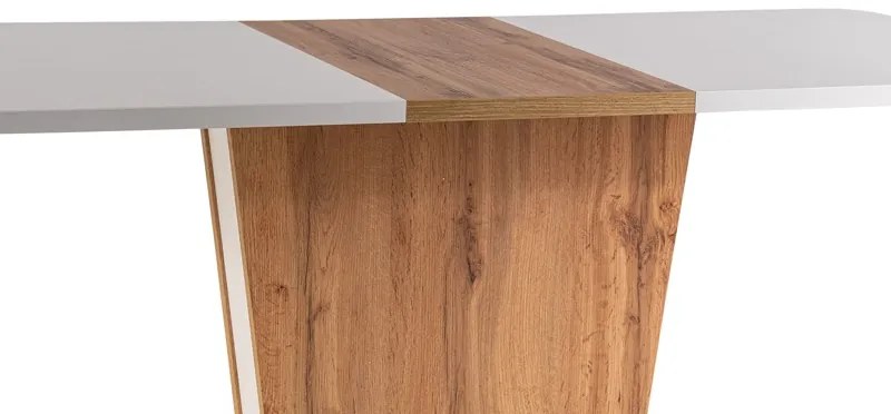 Masă de sufragerie extensibilă 110-145 cm Caridad (alb mat + stejar wotan) (pentru 4 până la 6 persoane). 1050001