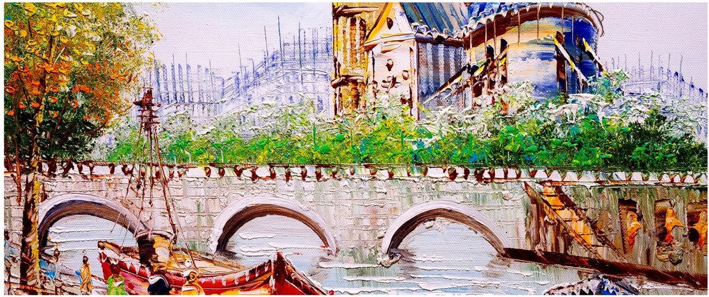 Tablou - Pictură în ulei a orașului (120x50 cm)
