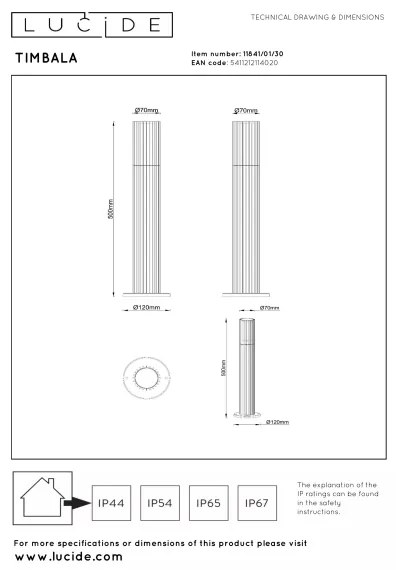 Lucide 11841/01/30 - Lampă de exterior TIMBALA 1xGU10/7W/230V IP44