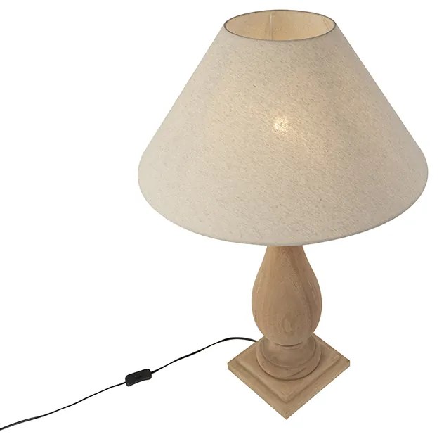 Lampă de masă rustică cu abajur din in bej 55 cm - Burdock