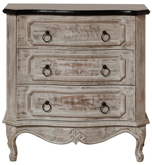 Comoda din lemn de mango, cu 3 sertare, aspect vintage, Antique