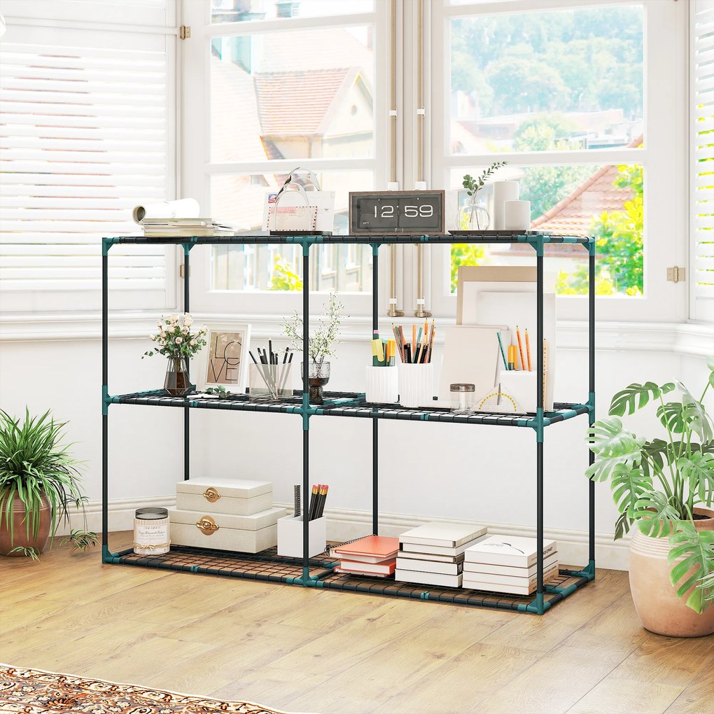 Outsunny Suport Vertical pentru Plante cu 3 Niveluri din Oțel și Plastic, Suport Ghivece pentru Interior și Exterior, Grădină, Balcon, 143x48x100 cm, Verde Închis | Aosom Romania