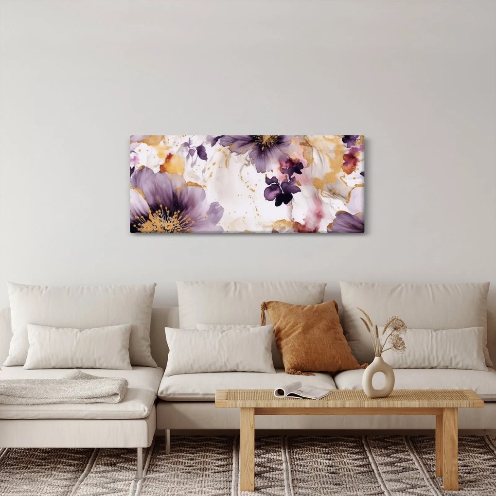 Tablou - Acuarelă flori (120x50 cm)