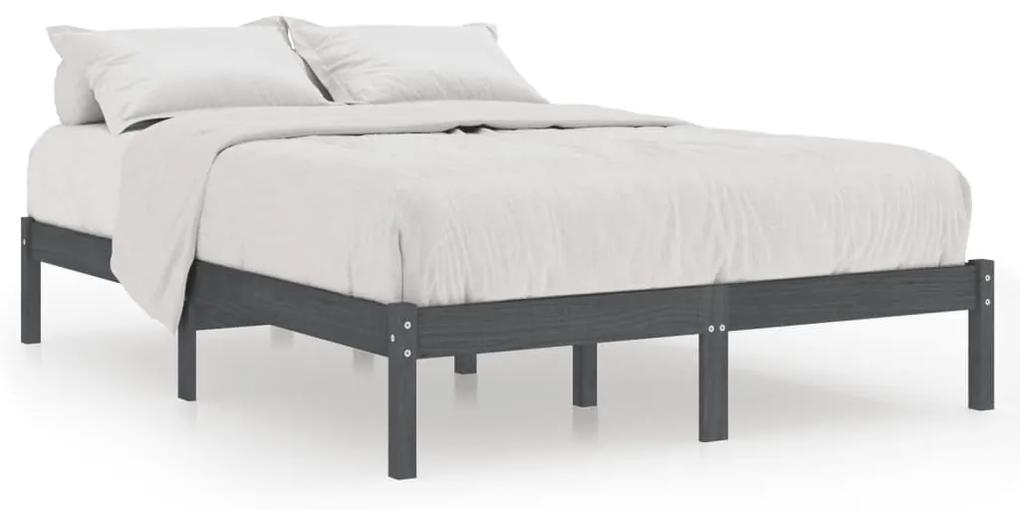 810014 vidaXL Cadru de pat, gri, 120x200 cm, lemn masiv de pin