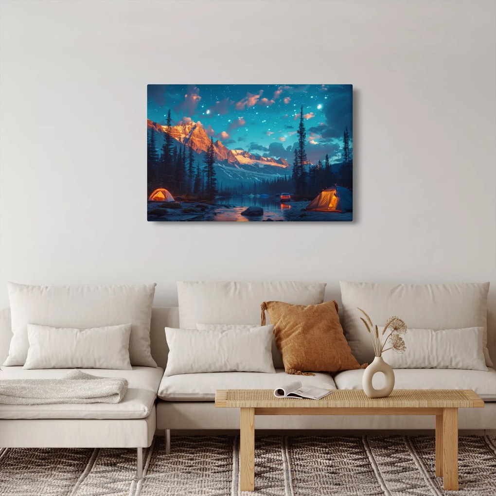 Tablou - Camping în munți (90x60 cm)
