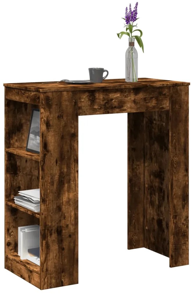vidaXL Masă bar cu raft, stejar fumuriu, 95x47x103,5 cm lemn prelucrat