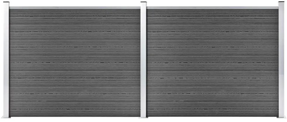 vidaXL Set panouri gard, 353x146 cm, negru, WPC