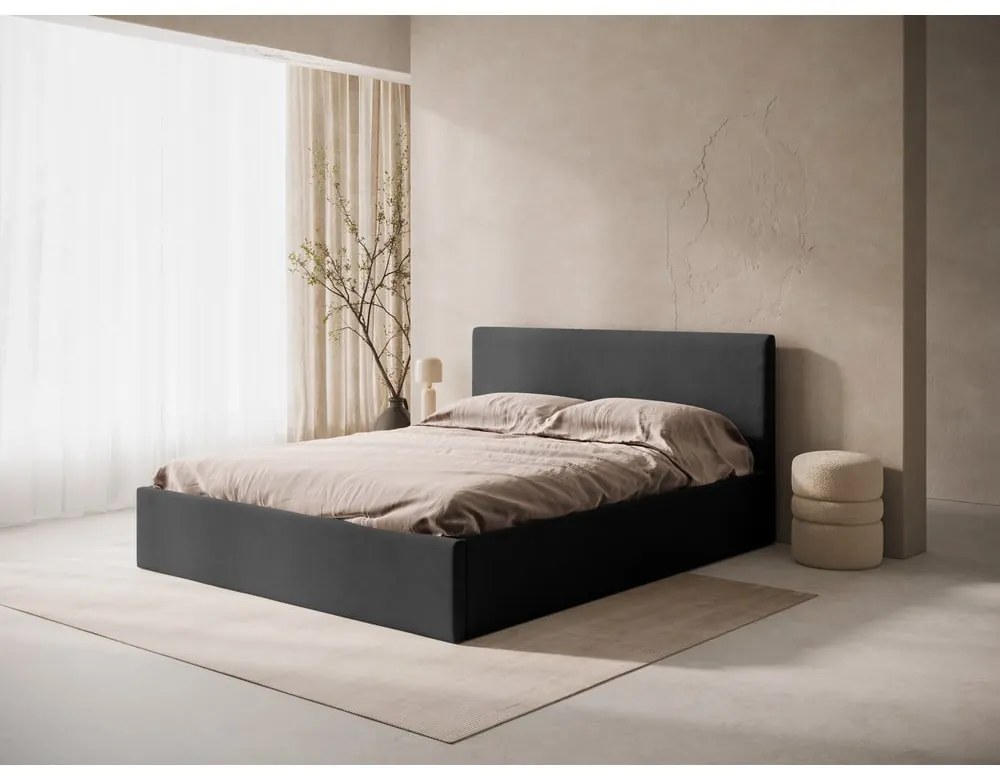 Tăblie de pat gri antracit tapițată 170,5x100 cm Remo – Micadoni