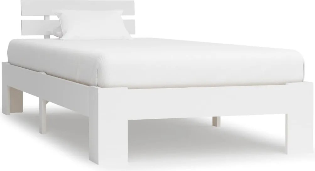 vidaXL Cadru de pat, alb, 90 x 200 cm, lemn masiv de pin