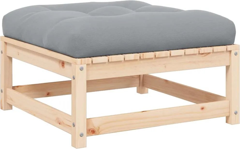 vidaXL Taburet de grădină cu pernă, lemn masiv de pin