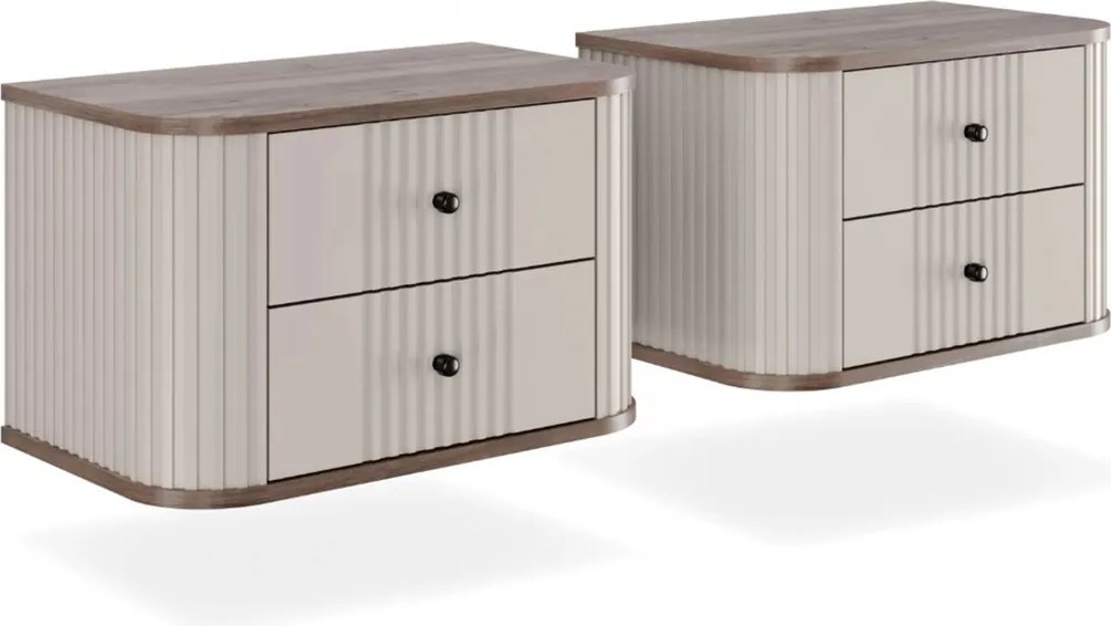 Set noptiere Vesper 56 cm de perete - cașmir / nuc / mânere negre