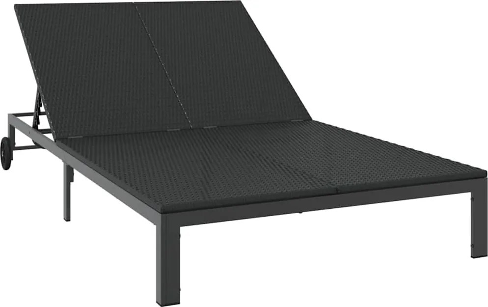 vidaXL Șezlong 1-persoană Negru 206 x 62.5 x 74 cm poliratan