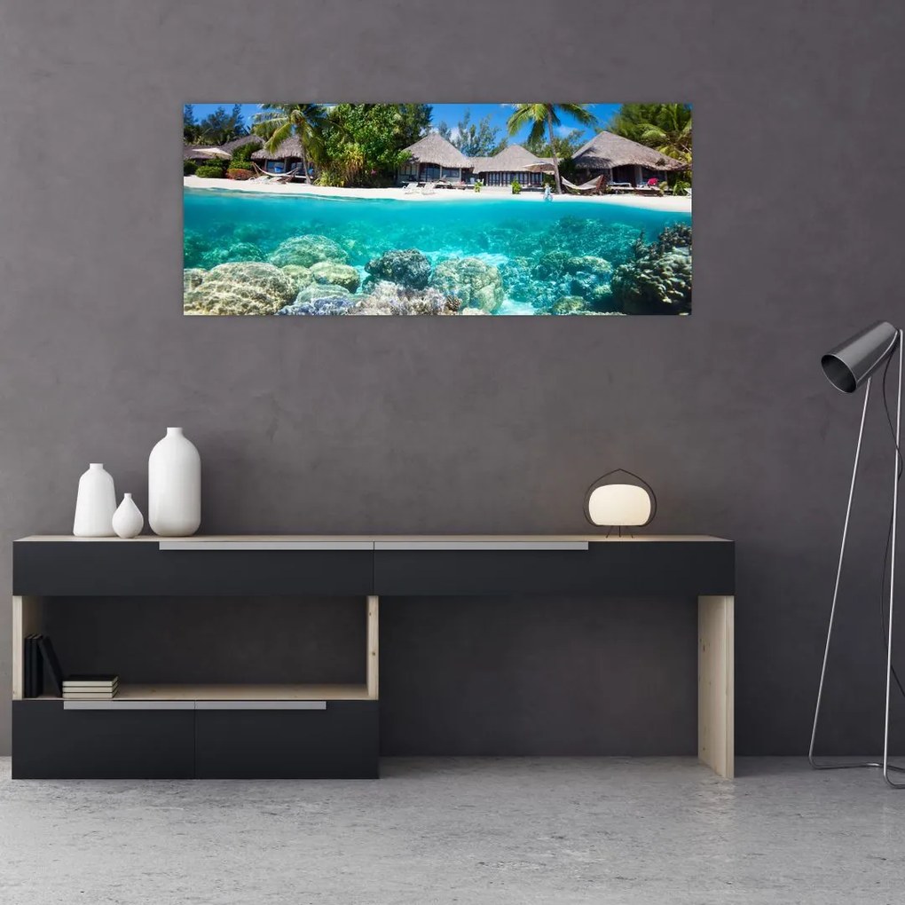 Tablou cu plaja pe insulă tropicală (120x50 cm)