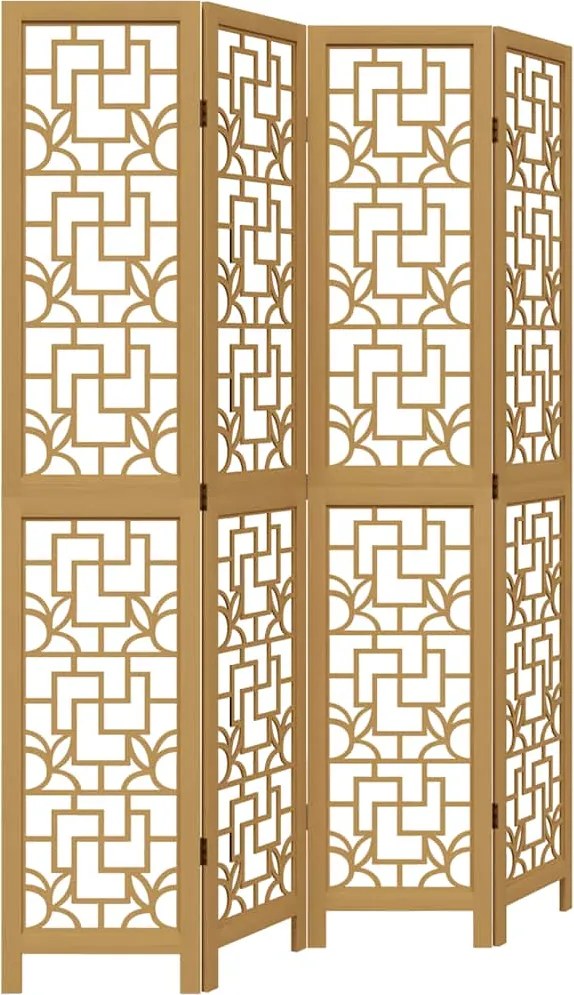 vidaXL Paravan de cameră cu 4 panouri, maro, lemn masiv paulownia