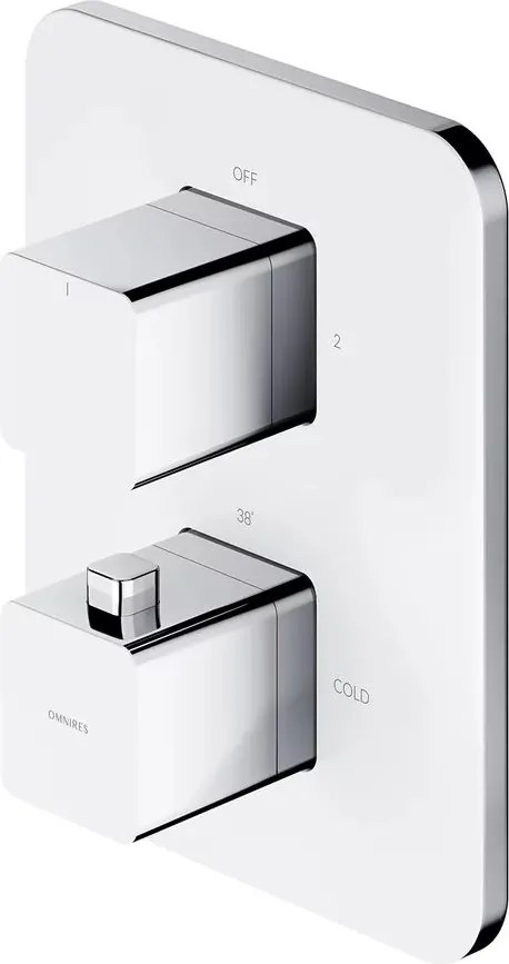 Baterie cada - dus incastrata Omnires Parma termostatata  - alb cu corp ingropat