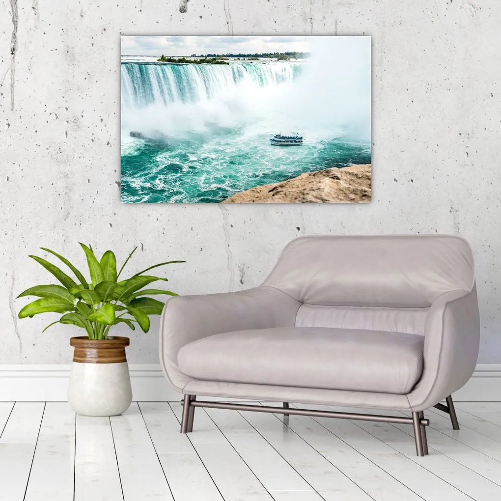 Tablou cu cascadele și corabie (90x60 cm)