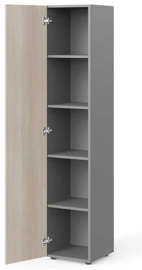 Dulap înalt Manager 39,9 x 42,2 x 196,5 cm, stânga, salcâm deschis / gri