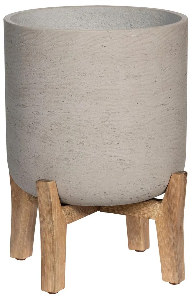 Jardiniera Charlie cu picioare joase, gri antic, dimensiuni multiple - ghivece ceramice mărimea: L - v. 23 cm, ⌀ 23 cm / v. 34.5 cm, ⌀ 29.5 cm