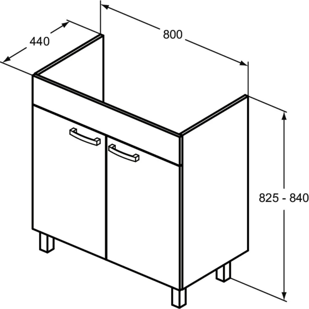 Dulap baie cu picioare Ideal Standard Tempo pentru lavoar, 80 cm, alb lucios Alb lucios, 800x440 mm