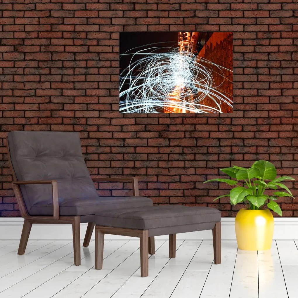Tablou pe sticlă cu valuri de lumini (70x50 cm)