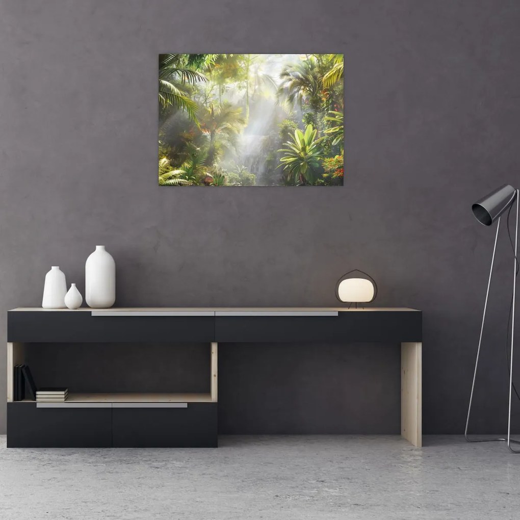 Tablou pe sticlă - Pădure tropicală (70x50 cm)