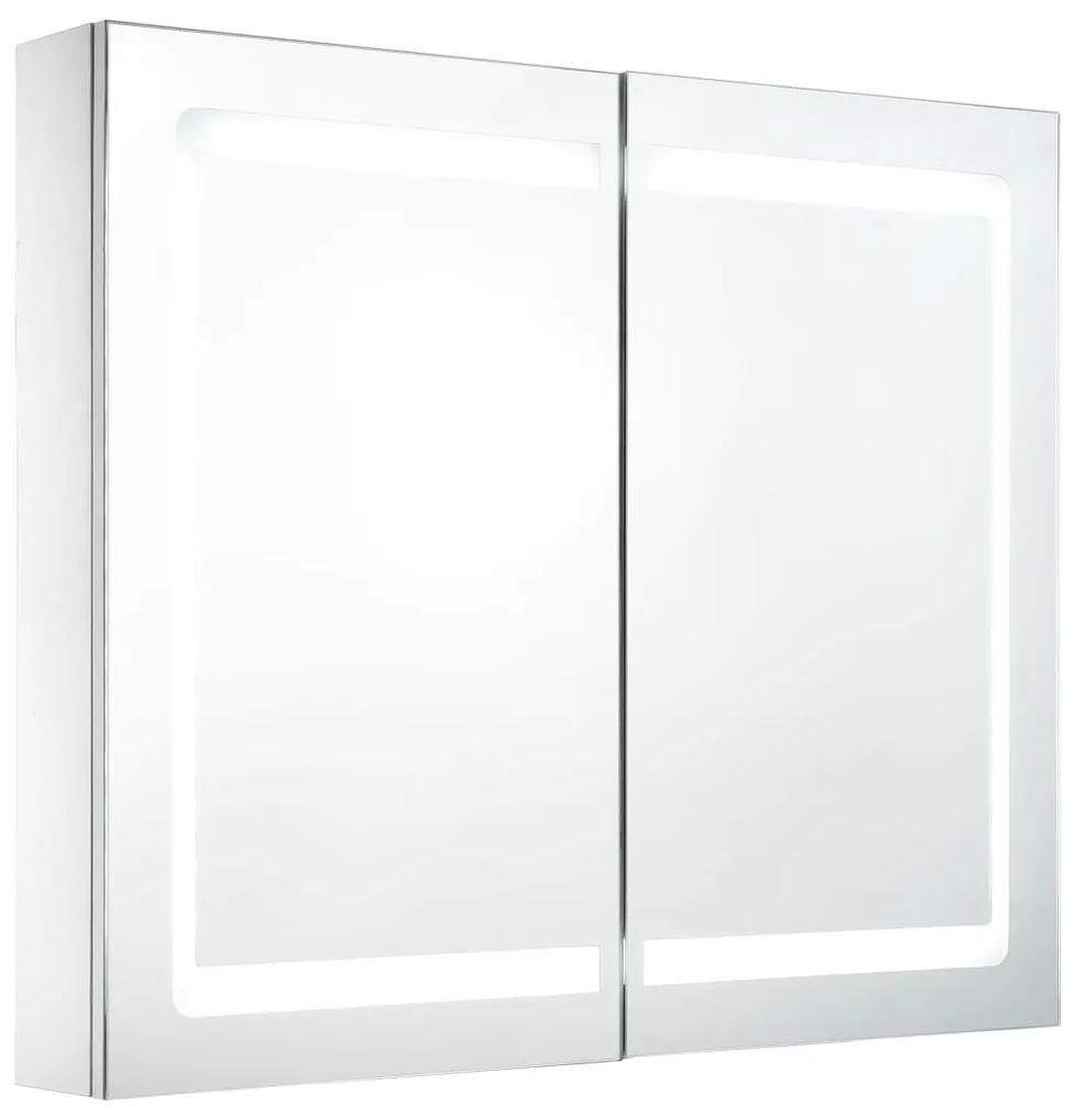 Dulap de baie cu oglinda si LED, 80 x 12,2 x 68 cm