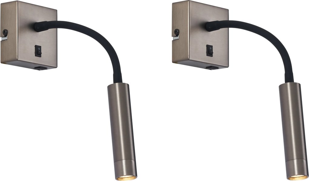 Set de 2 aplice moderne Gunmetal cu USB-C - Gosna