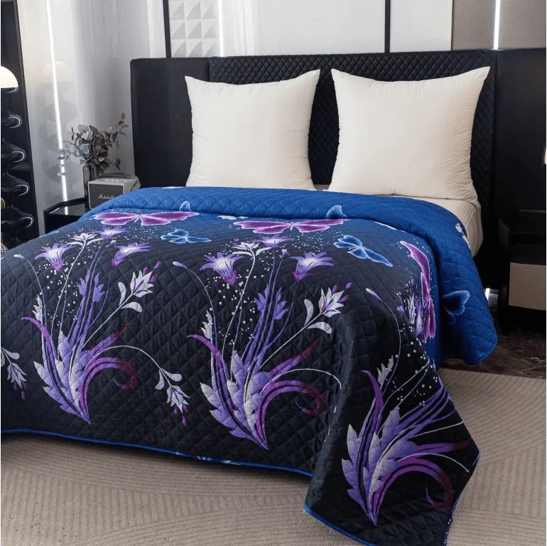 Cuvertura de pat VIOLET BUTTERFLY, albastru inchis Dimensiune: 170 x 210 cm