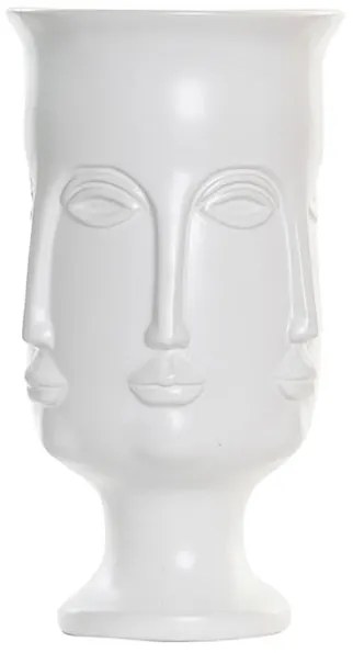Vaza Faces din ceramica, alb, 15x26 cm