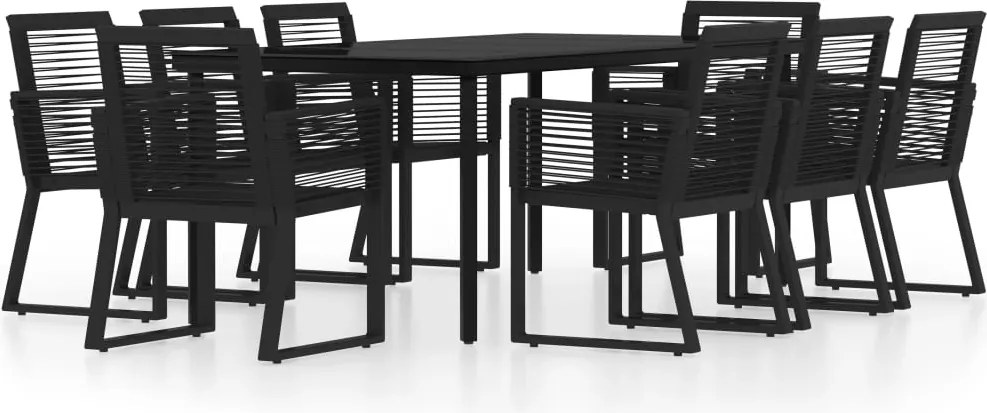 vidaXL Set de mobilier pentru grădină, 9 piese, negru
