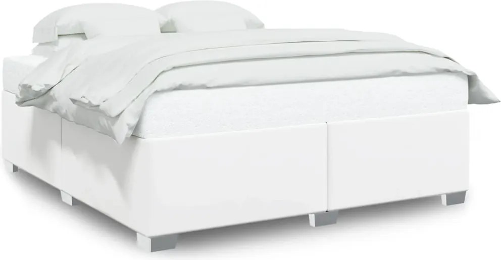 vidaXL Cadru de pat, alb, 200x200 cm, piele ecologică