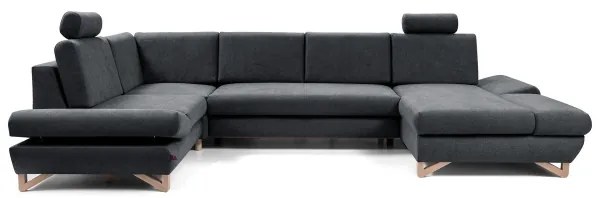 Colțar extensibil tapitat AVESTA în U, cu spațiu de depozitare, gri antracit