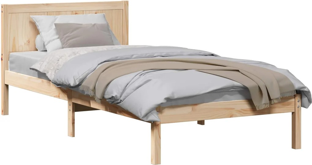 vidaXL Cadru de pat Maro 75 x 190 cm Lemn masiv de pin