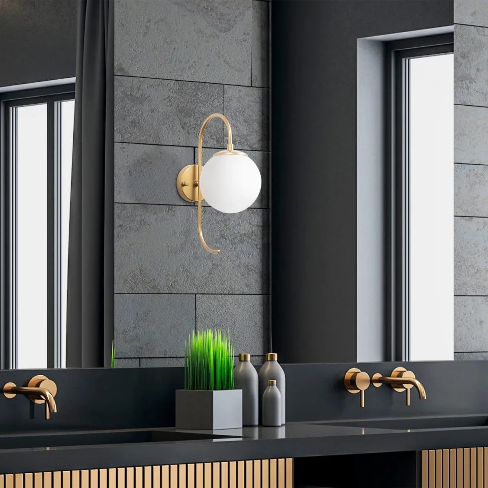Aplica de Perete Jewel - 10565, Soclu E14, Max. 15W, Culoare Auriu