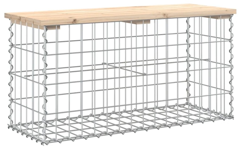 834347 vidaXL Bancă de grădină, design gabion, 83x31,5x42 cm, lemn masiv pin