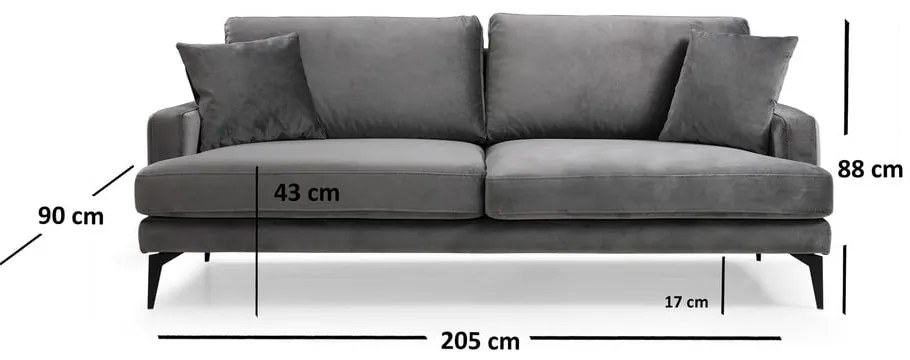 Canapea gri 205 cm Papira – Balcab Home