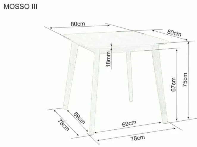 Masa cu blat in decor de stejar MOSSO III 80x80