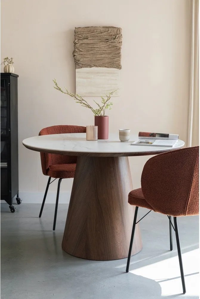 Masă de dining rotundă cu blat din piatră ø 115 cm Almira – White Label