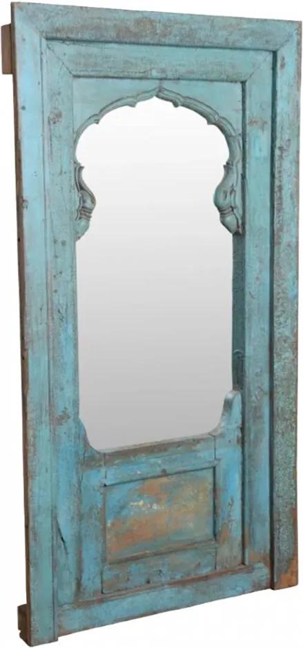 Oglinda dreptunghiulara albastra din lemn de tec si sticla 90x172 cm Arch Raw Materials