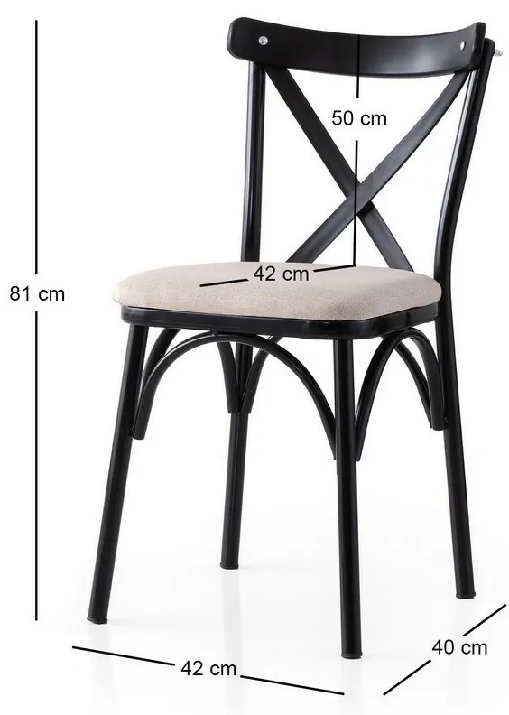 Set de scaune de sufragerie Ekol Cream and Black,2 buc