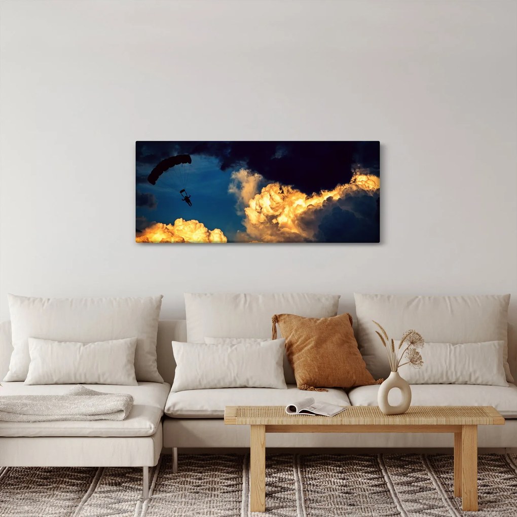 Tablou cu parașutiști în ceruri (120x50 cm)
