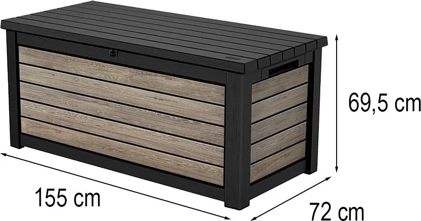 Cutie de grădină din plastic Decocoat 630 L frasin