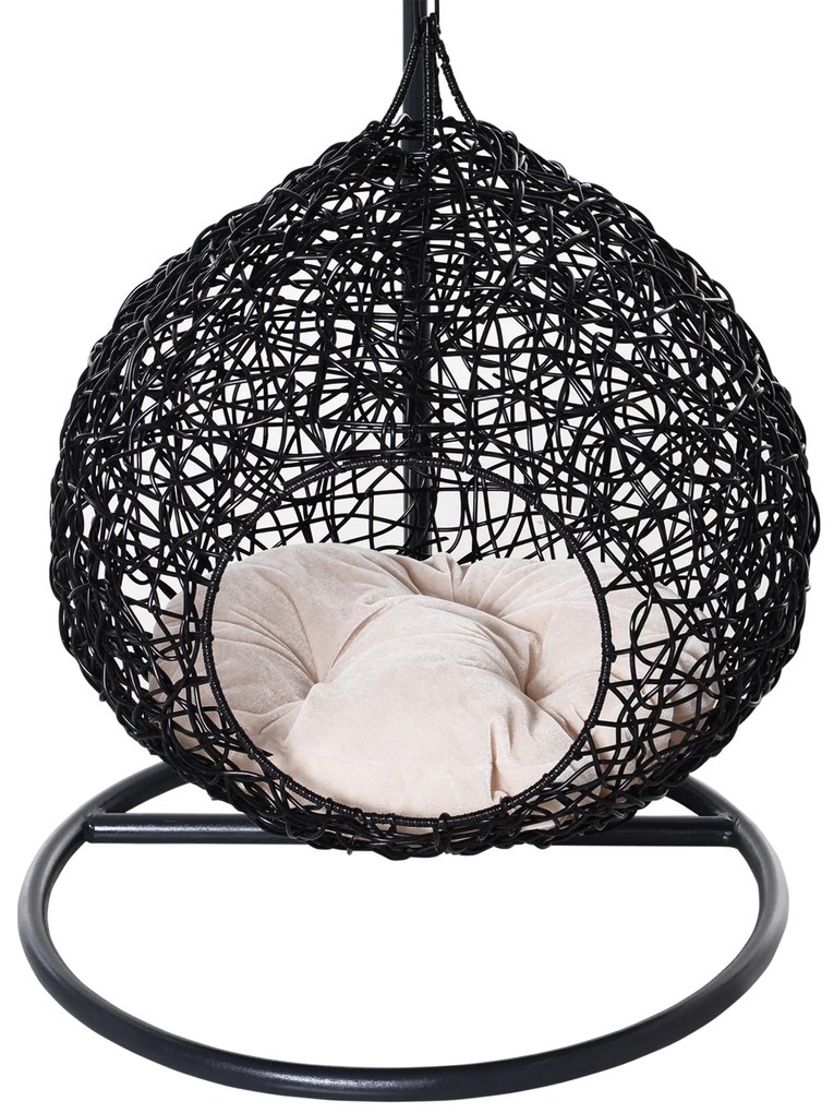 PawHut Cusca Hamac pentru Pisici in PE Rattan cu Perna din Lin si Bumbac Φ60 x 110cm